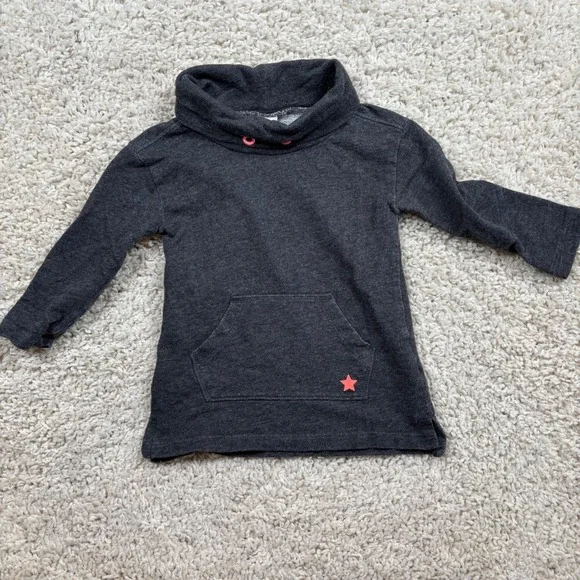 OshKosh B'gosh Cowl Neck Sweatshirt Kids 2T‎ Gray Excellent Star Kanga Pocket