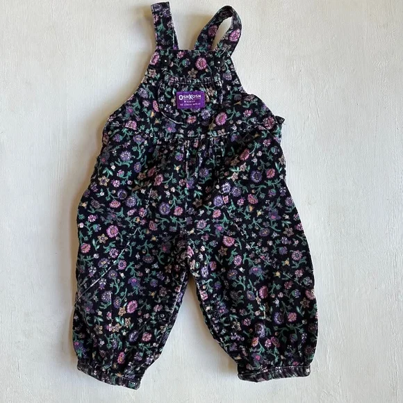Vintage OshKosh B'Gosh Floral Corduroy Bubble Overalls