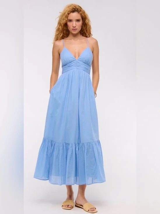 ABERCROMBIE & FITCH BRA FREE FLOWY TIE BACK MAXI DRESS