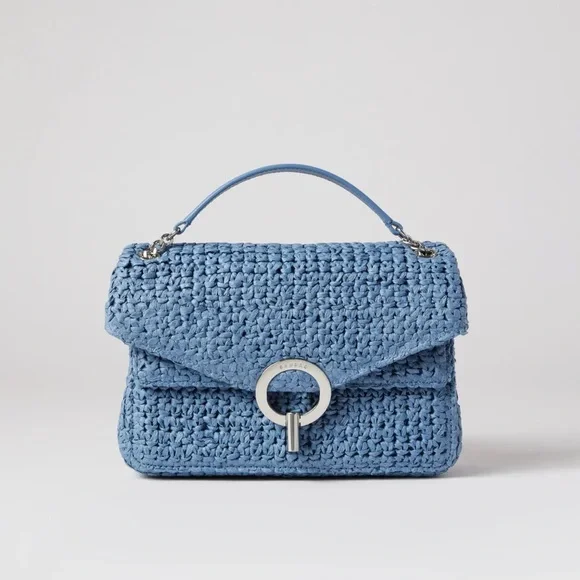 Sandro Raffia YZA Bag in Blue