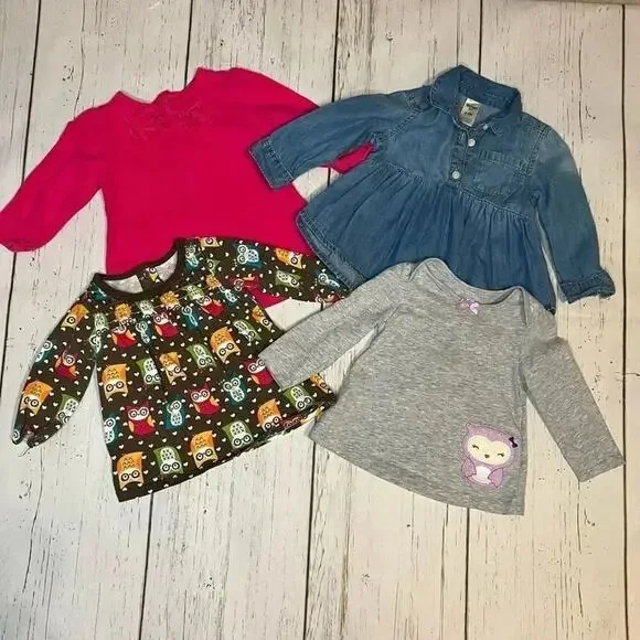 Oshkosh/Carter’s/OkieDokie baby girl’s long sleeve tops size 6-9 months
