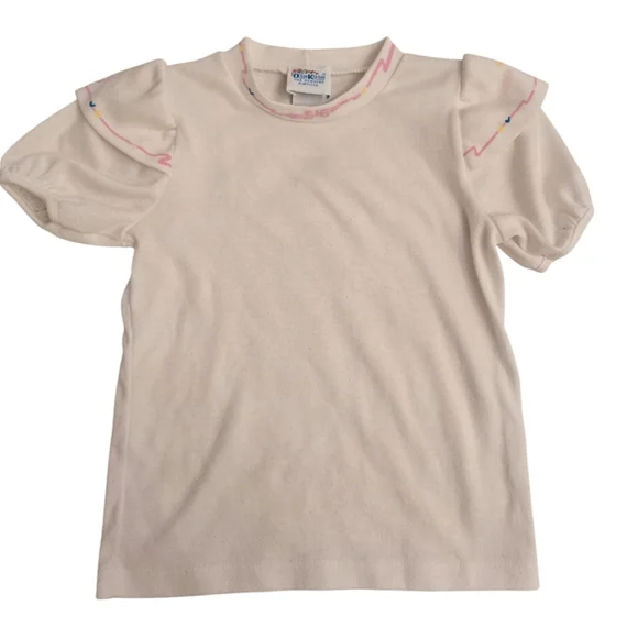 Vintage 1990s OshKosh B'Gosh white short puff sleeved cotton blouse