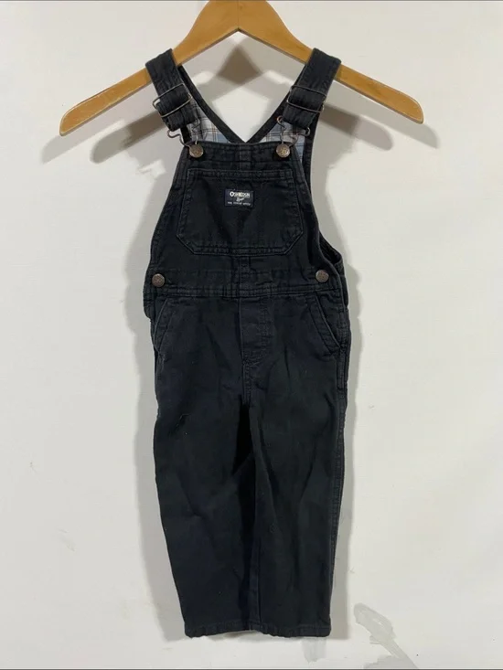 OshKosh B'gosh Black Kids Overalls with Branded Patch