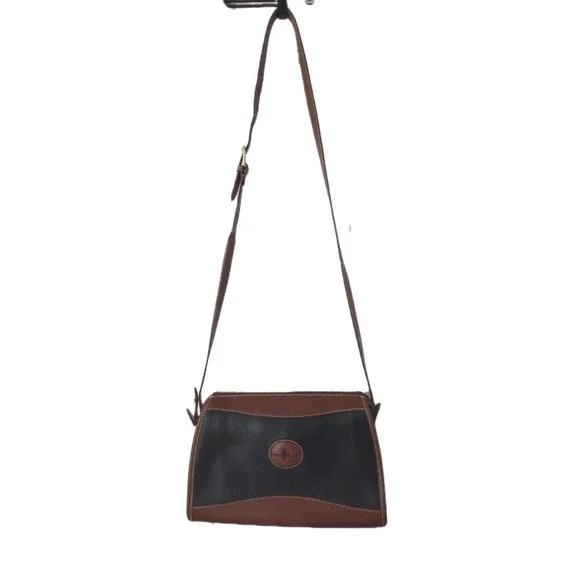 Hunt Club Vintage Leather Shoulder Crossbody Bag Purse Black and Brown