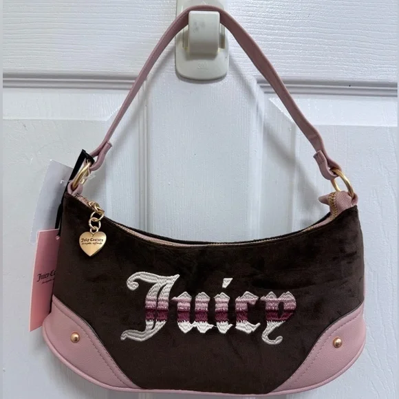 NWT Juicy Couture Retro Vibe Shoulder Bag in Chocolate/Dusty Blush (Pink/Brown)