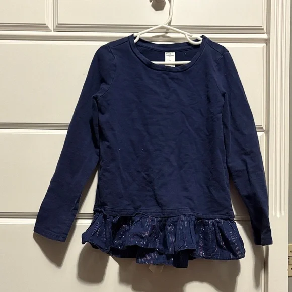 OshKosh B'gosh Navy Long Sleeve Ruffle Peplum Tee size 8