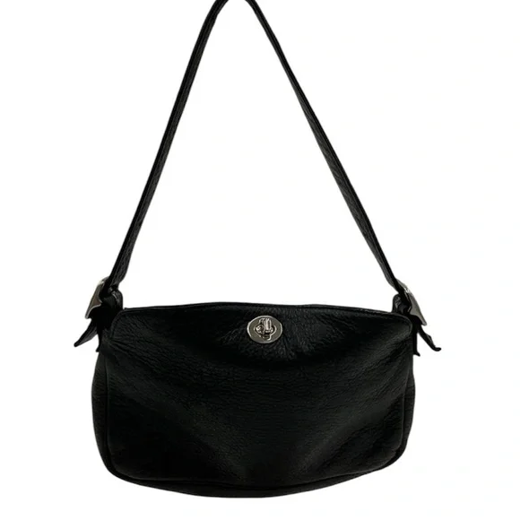 Libaire Limited Edition 2006 Y2K Black Leather Shoulder Bag Silver Accents