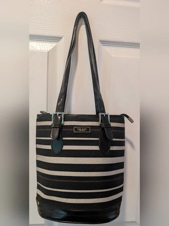 Kate Spade New York Black & Cream Striped Tote Bag