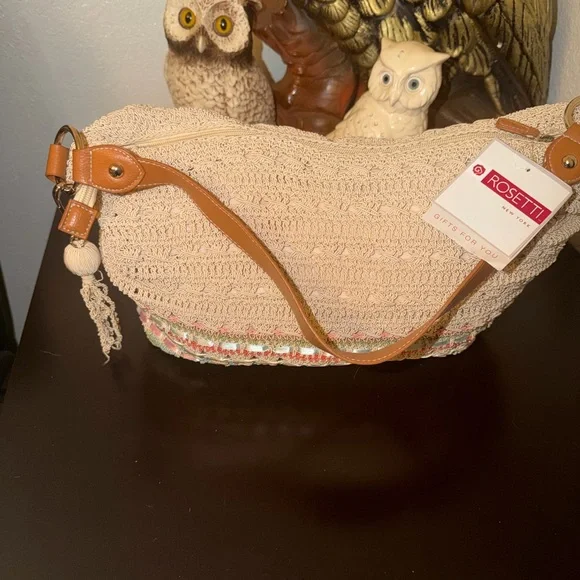 Rosetti Tan and Brown Crochet Shoulder Bag