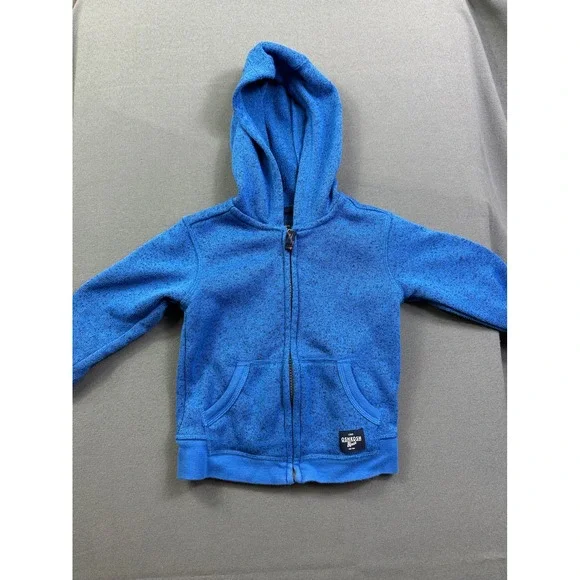 OshKosh Bgosh Boys Blue Marled Knit Full Zip Hoodie Sweater Jacket 3T