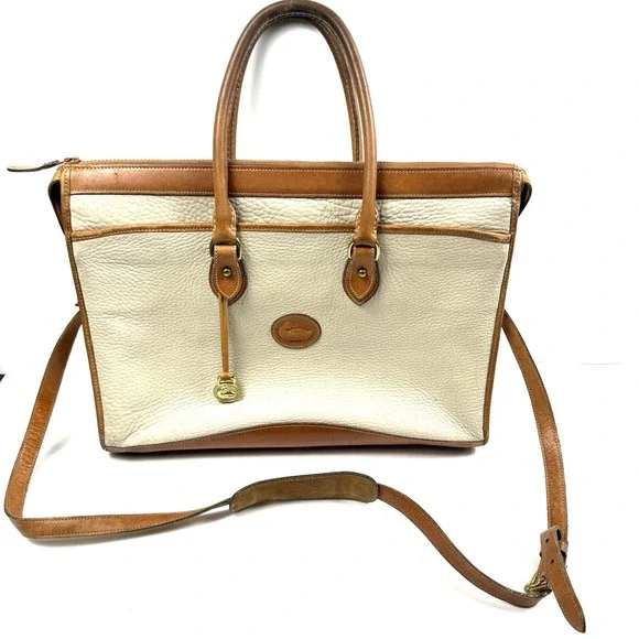 Vintage Dooney & Bourke Bag Tan Brown Pebbled Leather Purse Hand Shoulder Bag