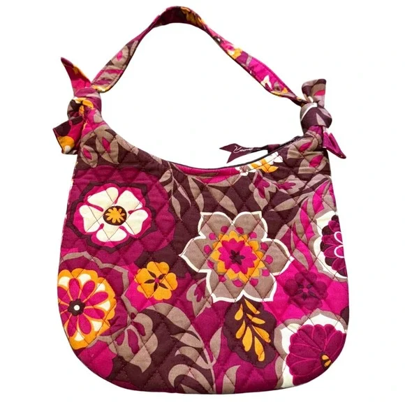 Vera Bradley Floral bow Quilted Shoulder‎ Bag Handbag Pink Brown Olivia Carnaby