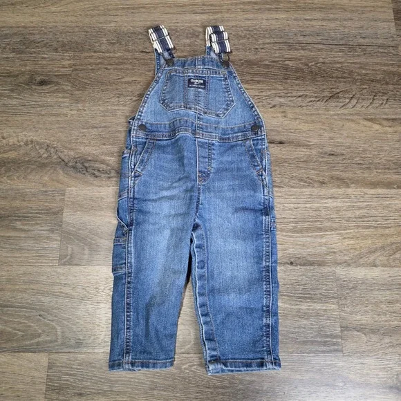 OshKosh B'gosh Toddler‎ 18M Denim Overalls Blue Carpenter Adjustable Straps