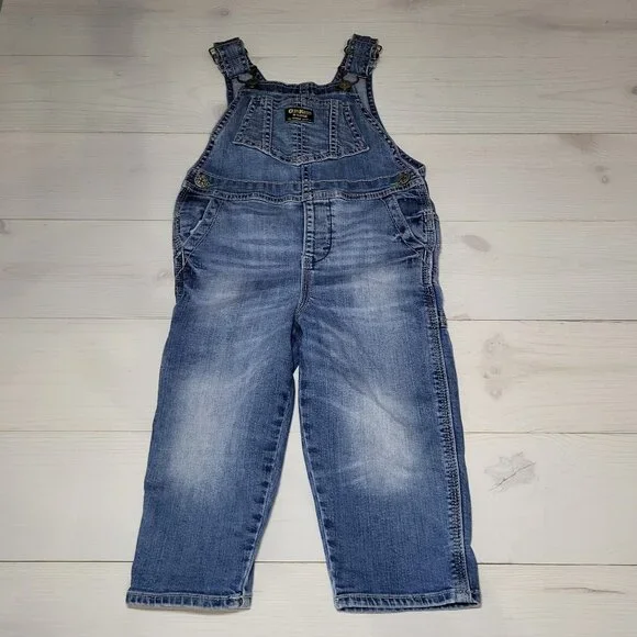 OshKosh B'gosh Toddler Jean Overalls Distressed Denim Unisex.