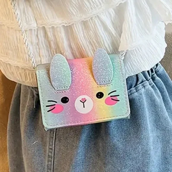 Childs Adorable Little Rabbit Colorful Compact Mini Shoulder Bag NIB