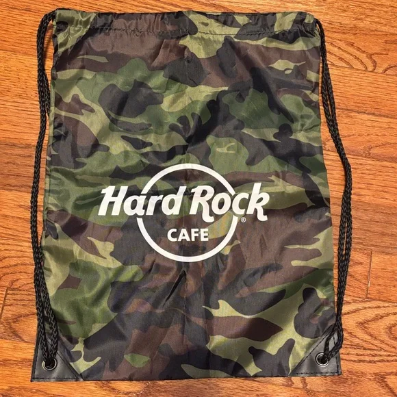 Hard Rock Cafe Camouflage Drawstring Lightweight Backpack Bag