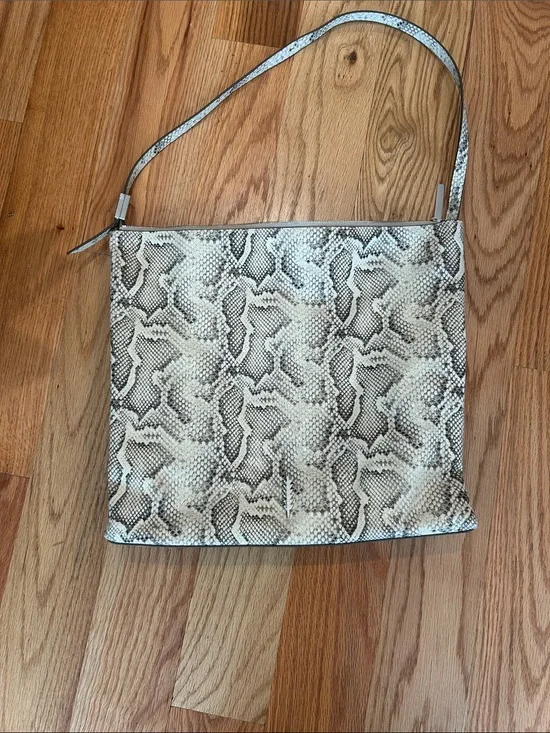 Thacker Snake-Print Shoulder Bag in Cream and Black