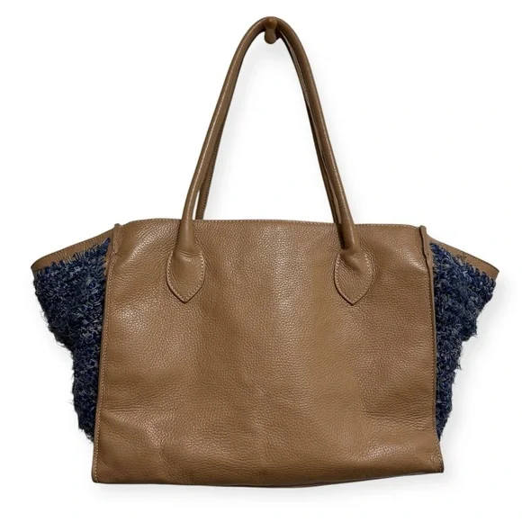 Clever Carriage Company Leather Crochet Shopper Bag