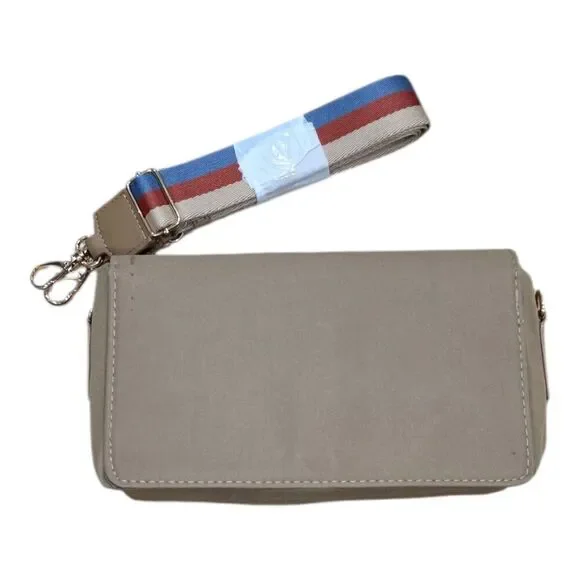 Tote Savvy Beige Compact Baby Diaper Crossbody Bag Change Kit