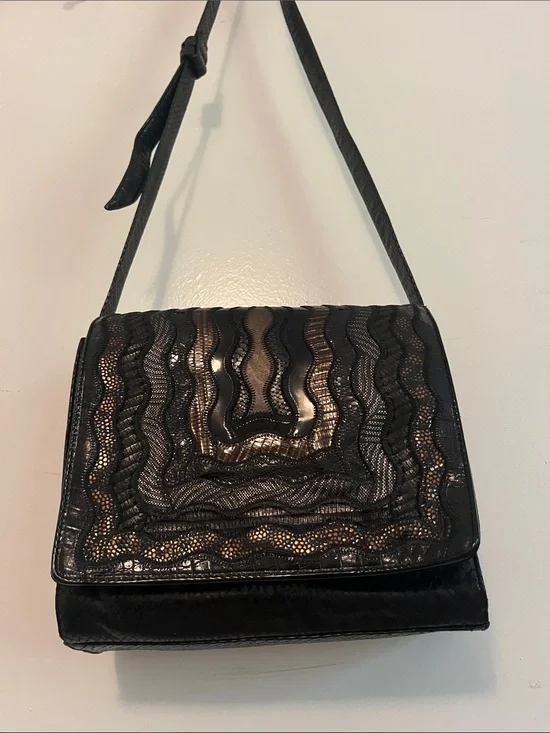 VTG Sharif lizard croc embossed leather bag