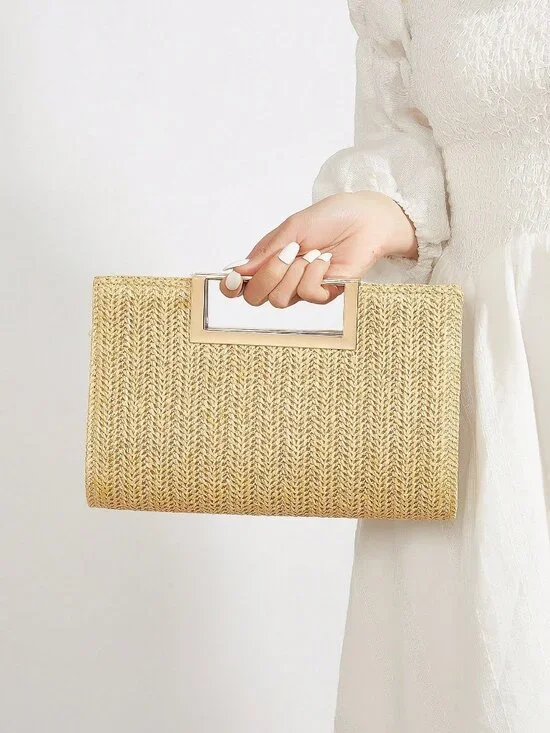 Khaki Vacation Women's Woven purse with strap