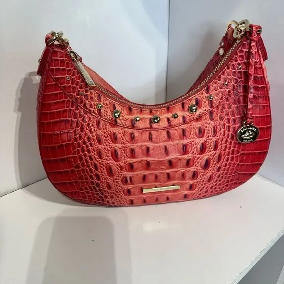 Brahmin small Becca, excellent condition Red Croc-Embossed Shoulder Bag