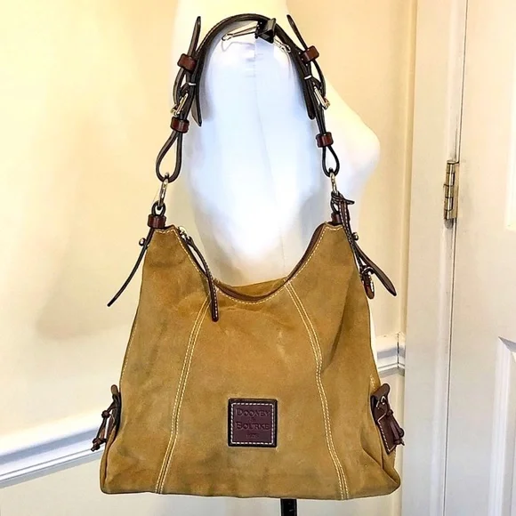 Vintage DOONEY & BOURKE Caramel Suede & Brown Leather Full Zipper Shoulder Bag