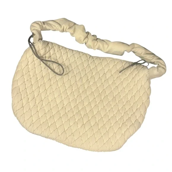 Free People Movement Quilted Pucker Up Bag NWOT Home Plate Ivory Fleece Carryall