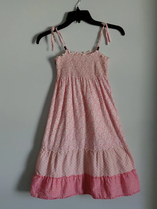Oshkosh B'gosh Pink Floral Tiered Smocked Cotton Girls Dress