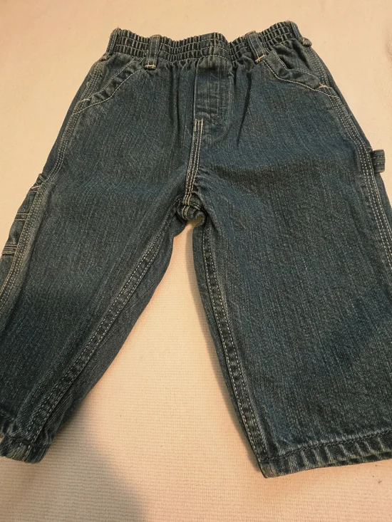 OshKosh B'gosh Blue Denim 100% Cotton Pull On Capri 12mos Strecth Garter Waist