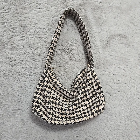 Houndstooth pattern hobo mini shoulder bag