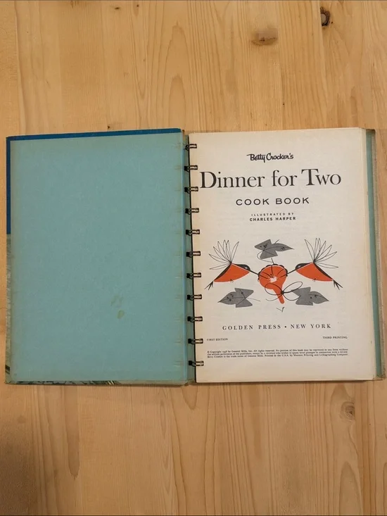 Betty Crocker’s Dinner For Two Cook Book Vintage 1958 First Edition recipes