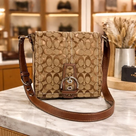 RARE COACH SOHO VINTAGE MESSENGER SHOULDER CROSSBODY BAG #10082 TAN BROWN SIGNAT
