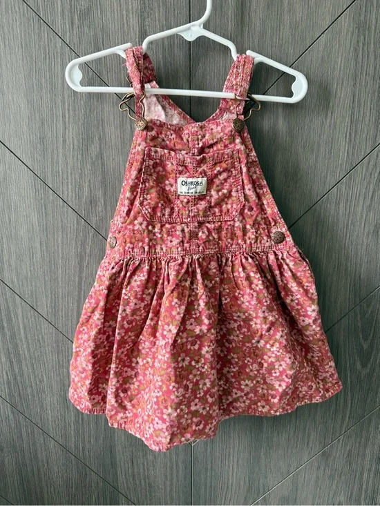 OshKosh B’gosh Pink Corduroy Floral Overall Dress