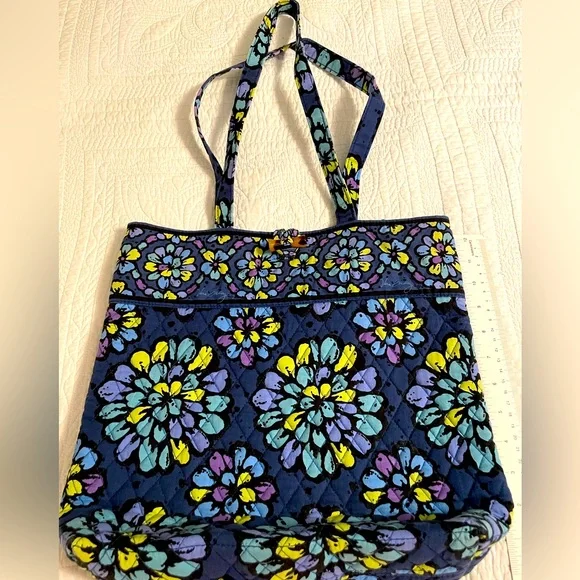 Vera Bradley (retired) Indigo Blue Tote @ 13 in tall @13 in wide and @4” bottom