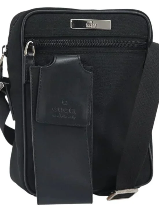 GUCCI Shoulder Bag Nylon Black Silver 018 1619 Auth 170116