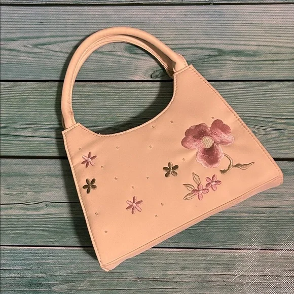 Liz Claiborne Pink Floral Embroidered Shoulder Bag