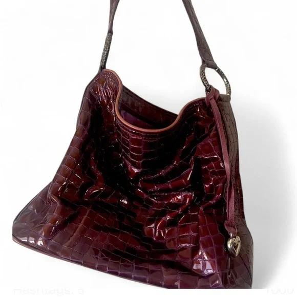 BRIGHTON CHER COLLECTION CHERIE GUAVABERRY PATENT LEATHER SHOULDER HANDBAG