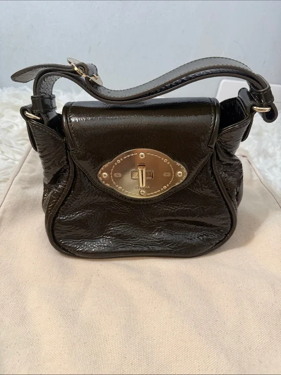 ESCADA patent leather dark green mini shoulder bag