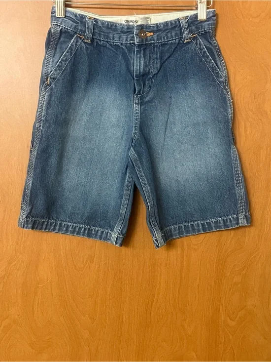 OshKosh Bgosh Boy's Blue Denim Extend Waist Carpenter Shorts Size 8