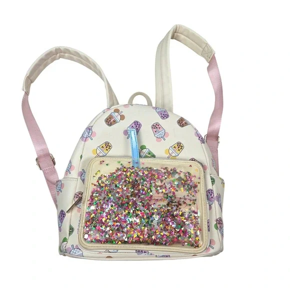 Disney x Danielle Nicole Boba Tea Mickey Mouse Mini Backpack Cream Shaker Pocket