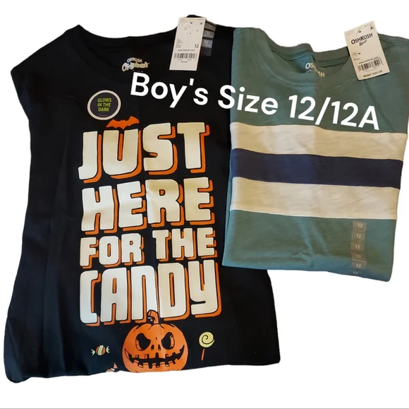 Oshkosh B'gosh Set of 2 Boys Shirts/Casual, Halloween Size 12/12A NWT