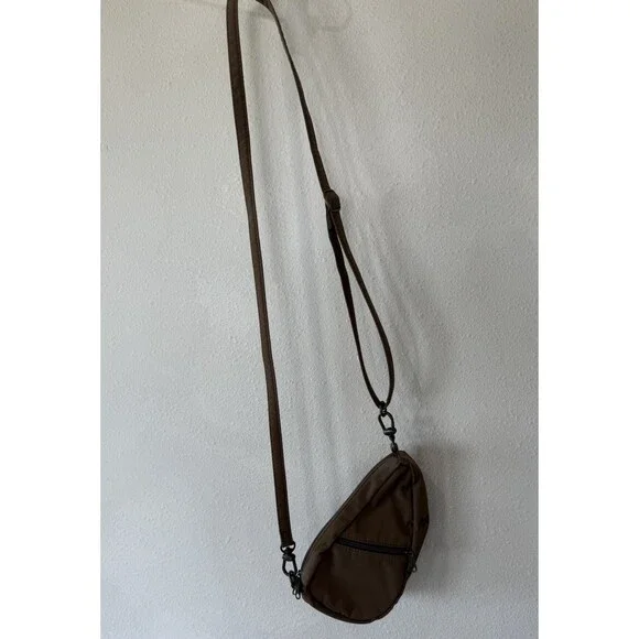 AmeriBag Everyday Sling Purse Healthy Back Bag Brown Travel Tiny Nylon