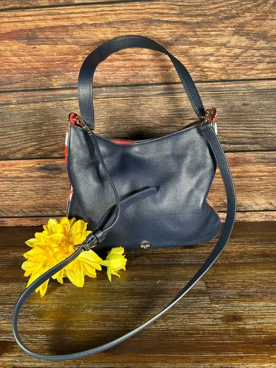 Kate Spade Kailee Tropical Toss shoulder bag in Navy Blue with Colorful pattern