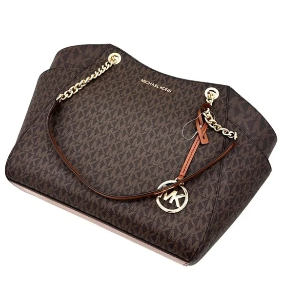 Michael Kors Large Jet Set Travel Chain Shoulder Bag Brown (NWT)