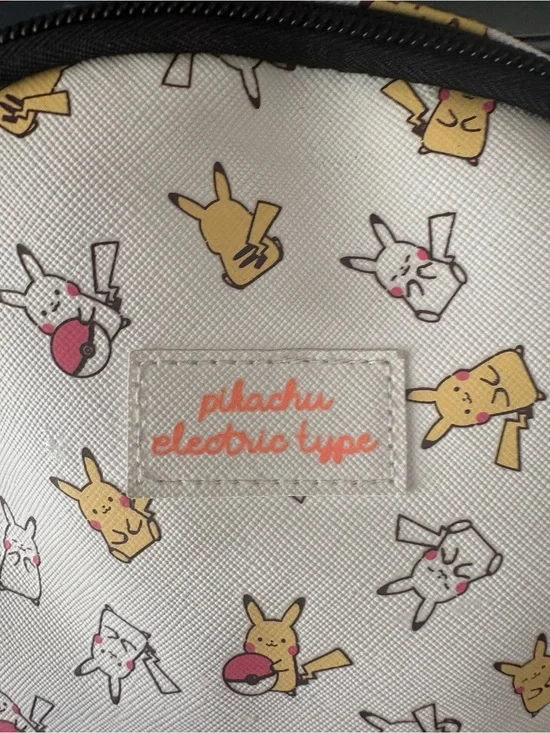 Pokemon White Pikachu Pattern Kids Mini Backpack with Black Accents