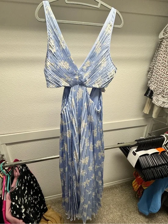 A & F Giselle Pleated Cutout Maxi Dress