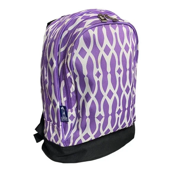 Wildkin Kids Zip 2 Compartment Backpack Overnight School Bag Purple Wishbone EUC