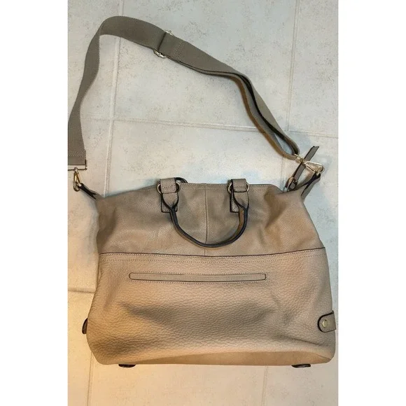 Moda‎ Luxe Taupe Convertible Satchel Crossbody Bag Gold Hardware
