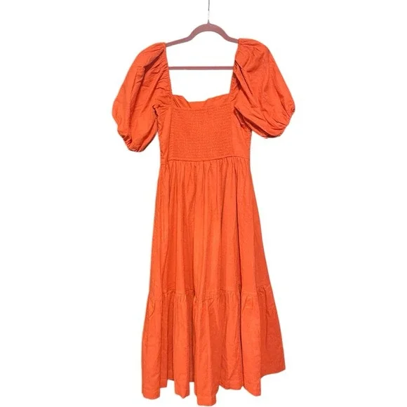 Abercrombie & Fitch Milkmade Maxi Smocked Linen Cotton Blend Dress‎ MP Farmhouse